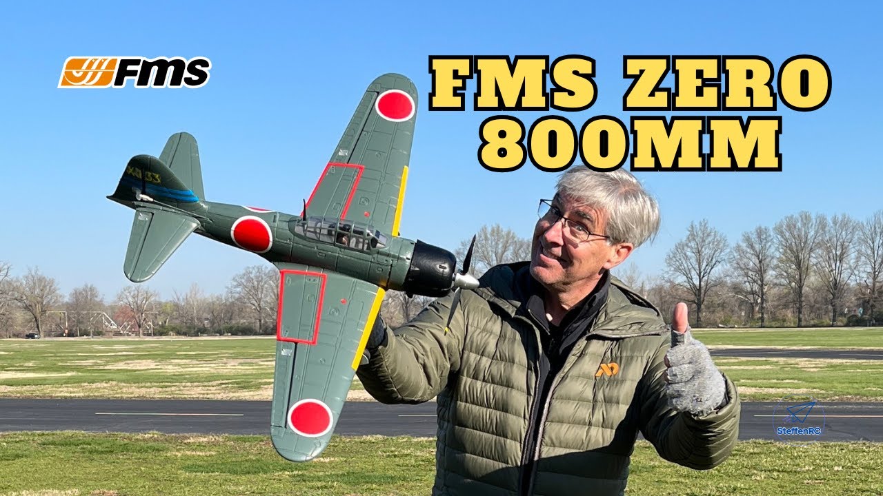 800mm Zero A6M3 V2 PNP RC Plane | 4-Channel Beginner | FMS Hobby
