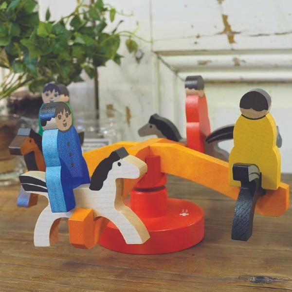 Albisbrunn アルビスブラン] メリーゴーランド 小 - 木のおもちゃ
