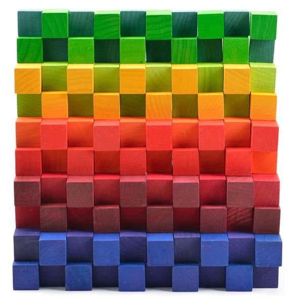 Grimm's Spiel & Holz Design グリムス社］にじのキューブ カラー
