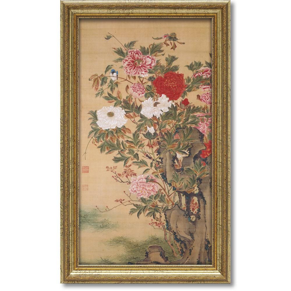 絵画 伊藤 若冲「牡丹図」 壁掛け 額入り アートフレーム 和風 和室