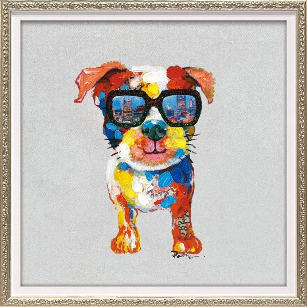 絵画 オイル ペイント アート「シティ ドッグ(Sサイズ)」 インテリア