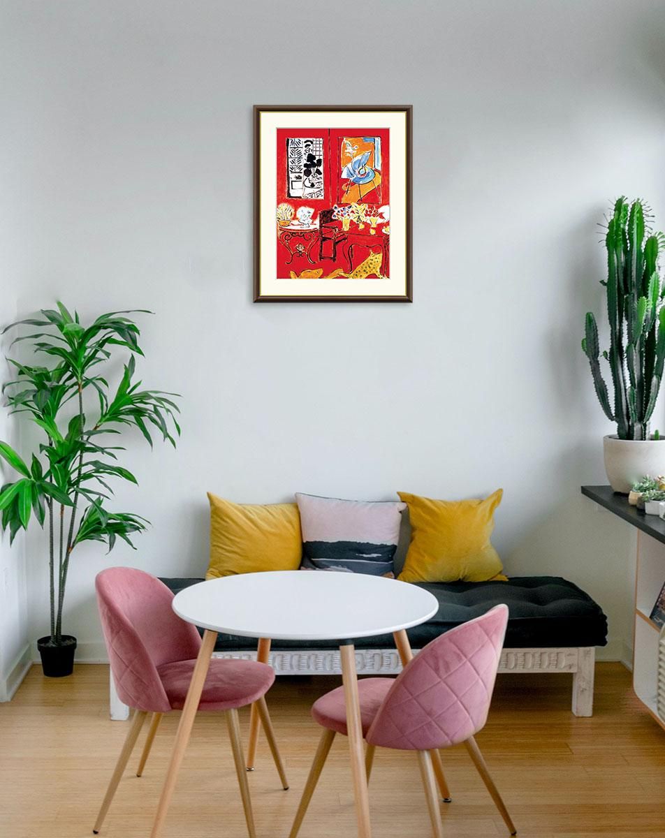 10年保証 絵画 版画 窓：忘れな草の室内 アンリ・マティス 手彩仕上 高