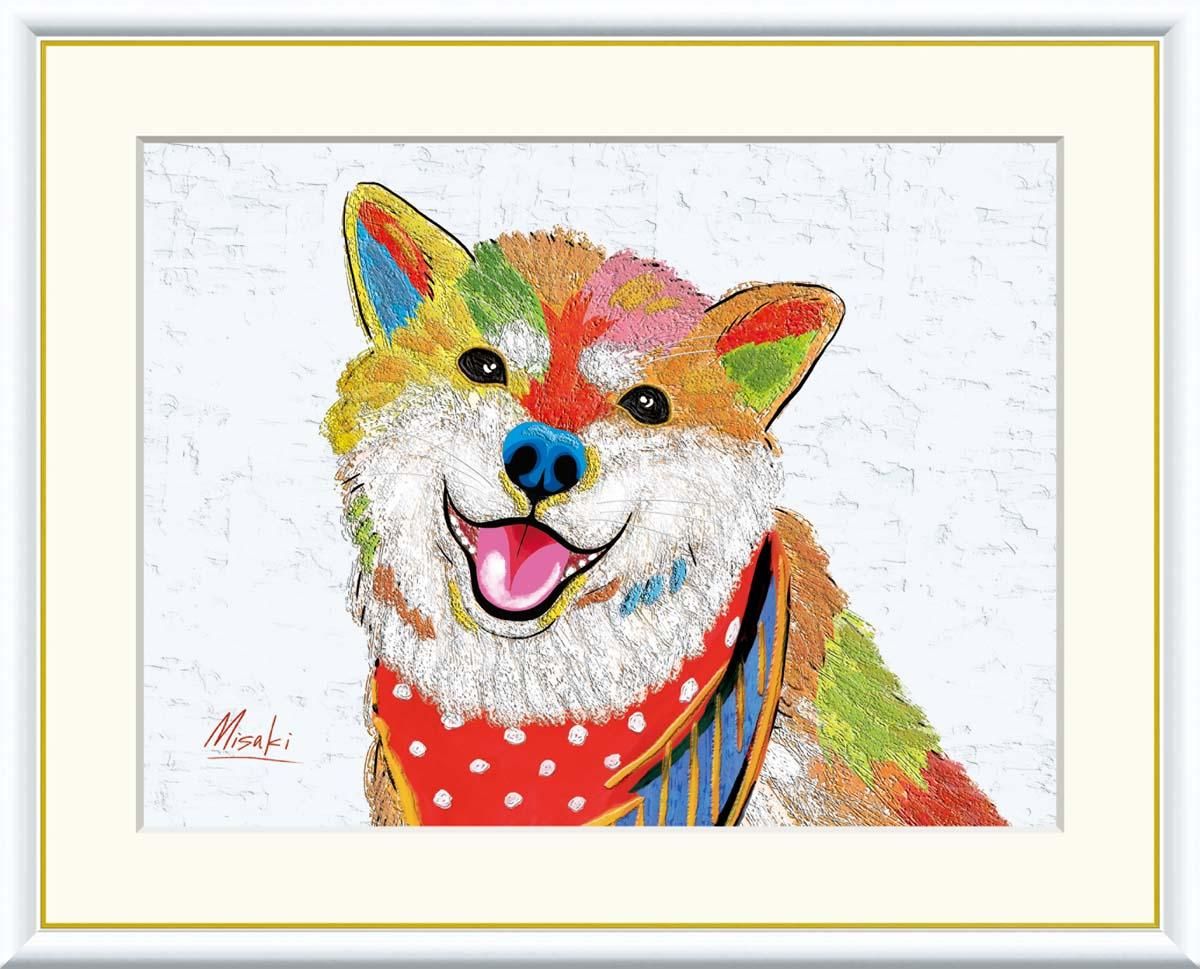 10年保証 絵画 版画 柴犬 山口美咲 手彩仕上 高精細巧芸画 F8