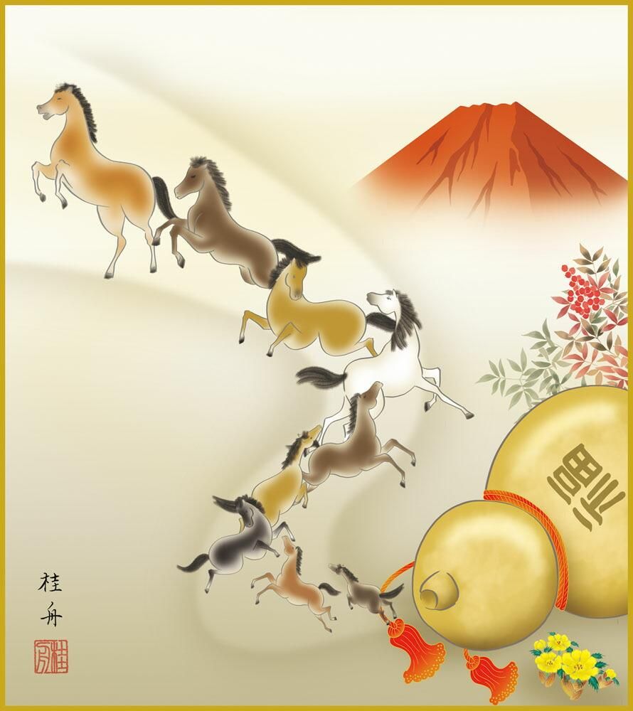 色紙 色紙掛けなし 色紙絵 和風 瓢箪から駒 モダン 掛軸 床の間 和室