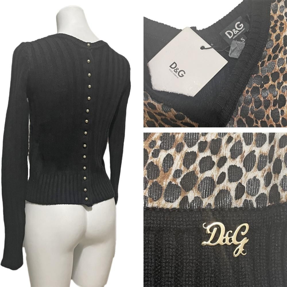 00s Dolce & Gabbana レオパード カシミア Vネックニット ディーアンド