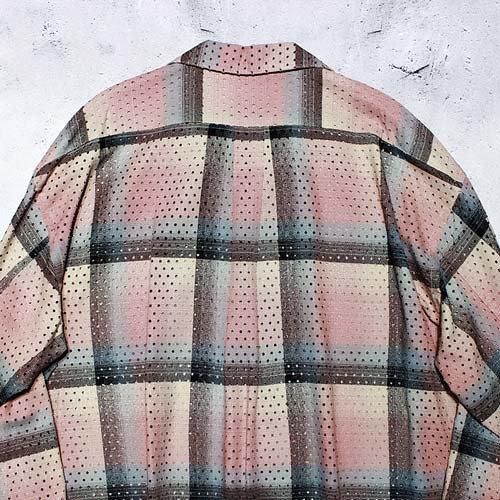 シュガーヒル パンチングレーヨンオンブレプラッドオープンカラー