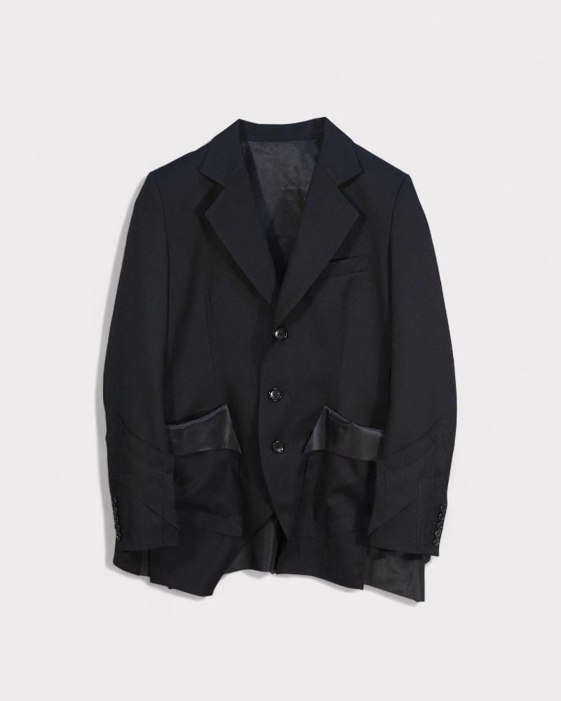 サルバム テンセルアシンメトリーオープンカラーシャツ(Black