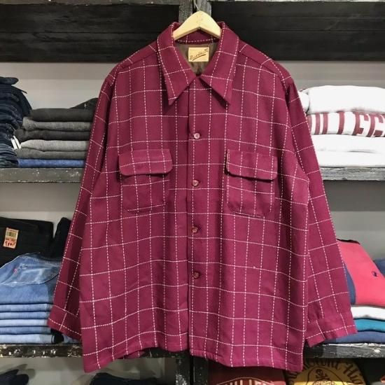 40-50's Buck Skein Joe wool woven plaid loop shirt - VINTAGE