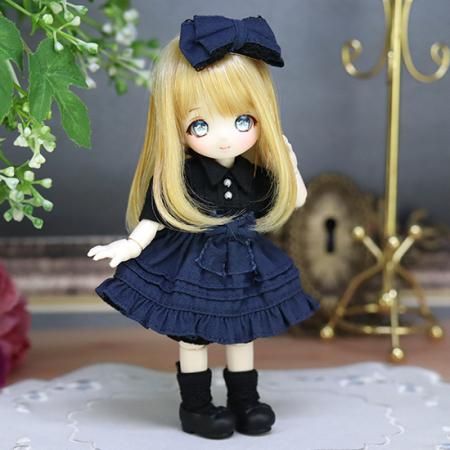 オビツ11サイズ スウィートリボンワンピース ネイビー×ブラック - DOLLCE