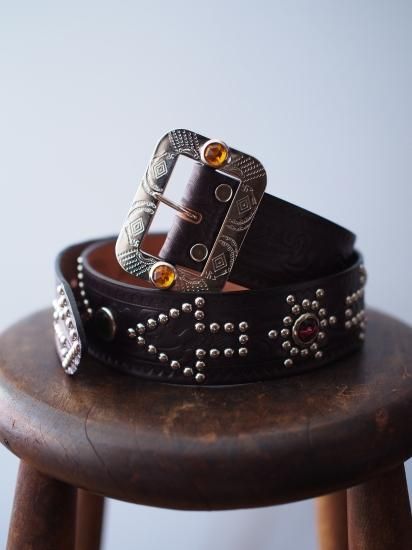 ダッパーズ Dapper's Indian Symbol Studs Belt Made by ACE WESTERN BELTS
