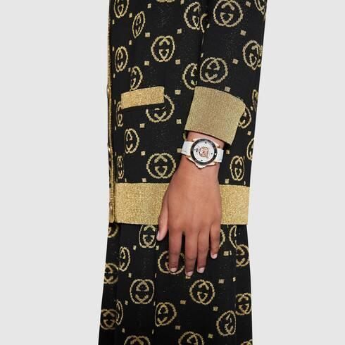 グッチ 時計 メンズ ダイブ YA136322 ホワイト×ホワイトラバーベルト