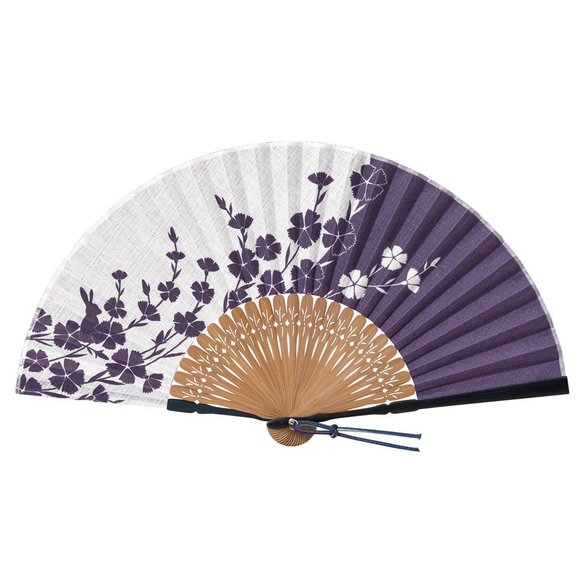 撫子うさぎ［紺］【婦人扇子】 - 京扇子の老舗｜ギフト 扇子の山二
