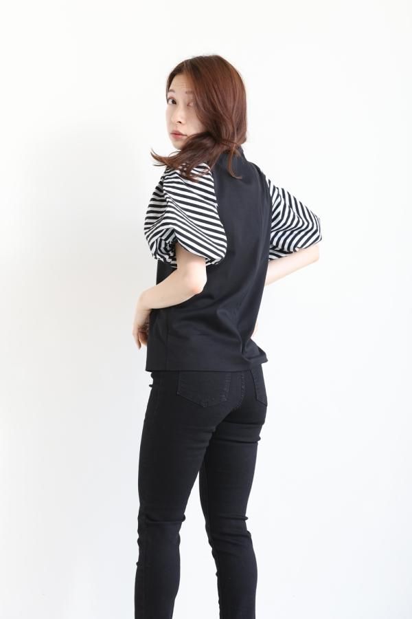 BORDERS at BALCONY(ボーダーズアットバルコニー) PUFF SLEEVE TEE