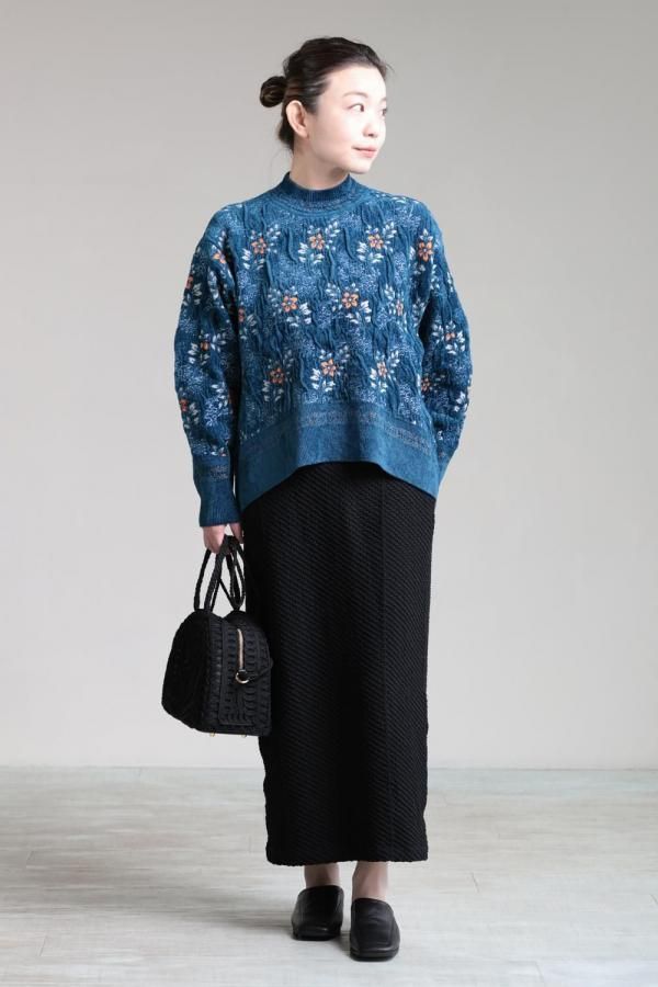 Mame Kurogouchi(マメ) Floral Motif Chenille Knitted Top - YAMAROKU