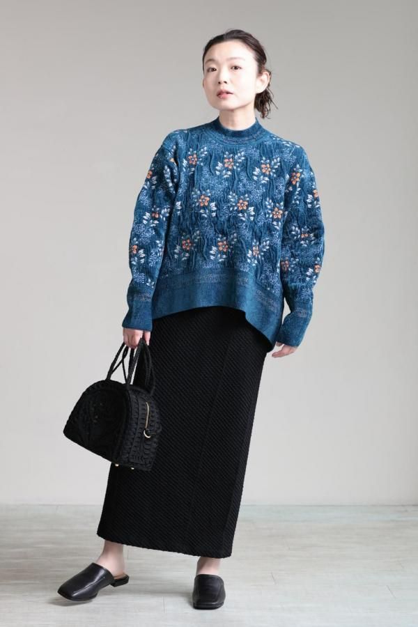 Mame Kurogouchi(マメ) Floral Motif Chenille Knitted Top - YAMAROKU