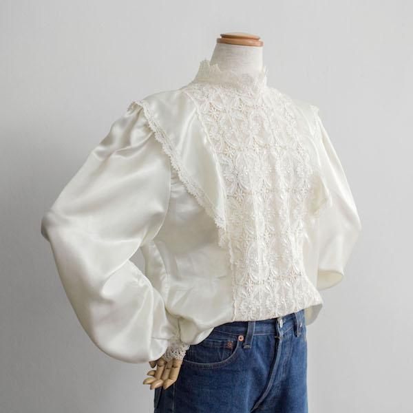 レディース] ~80's ヴィンテージ レースブラウス ボリュームスリーブ