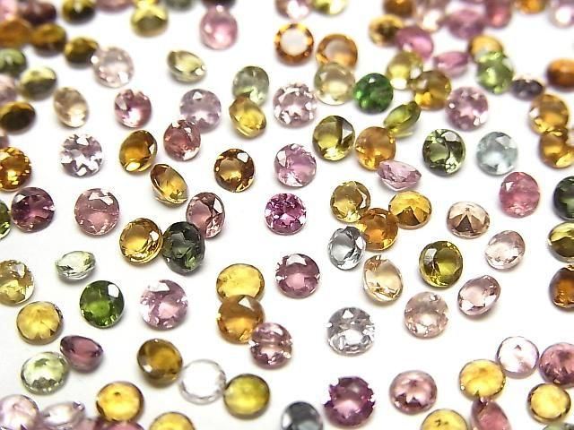 マルチカラートルマリン ルース ラウンドファセットカット3×3mm 10粒