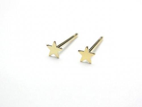 14KGF ピアスポスト スター(星) 1ペア - 天然石ビーズ・パワーストーン