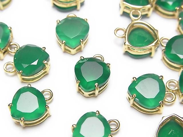 動画】宝石質グリーンオニキスAAA 枠留めマロンファセットカット8×8mm