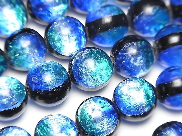 とんぼ玉 ラウンド12mm 【タケトミブルー/蓄光タイプ】 1/4連～1連