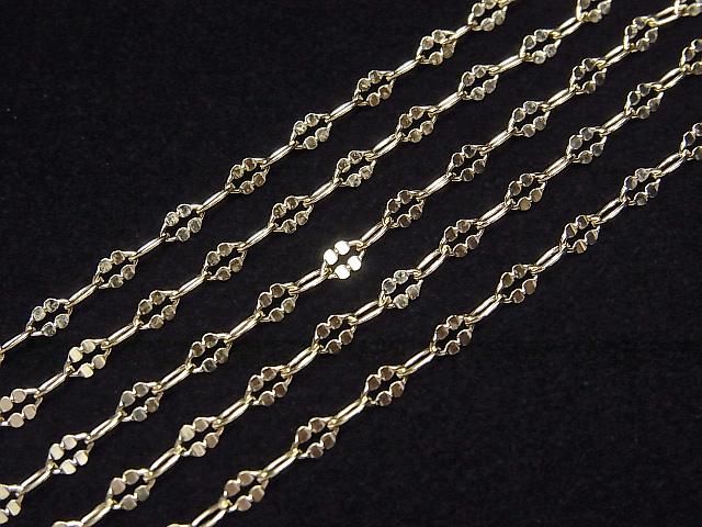 14KGF 模様入り フィガロ（ロングアンドショート）チェーン 3.6mm 10