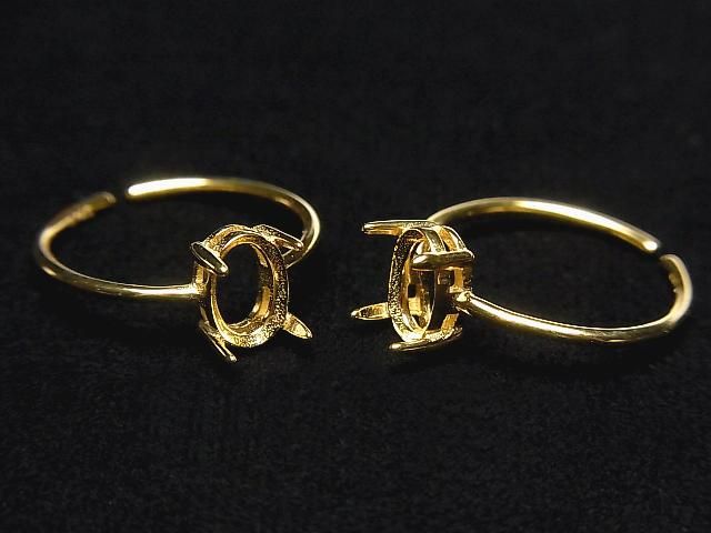 動画】Silver925 リング空枠(爪留め)オーバルファセットカット7×5mm