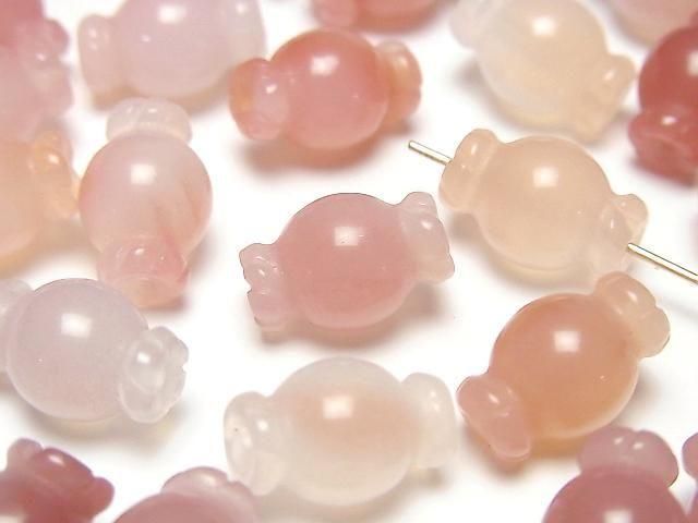 アゲート キャンディーモチーフ9×13mm 【貫通穴】 3個｜天然石ビーズの