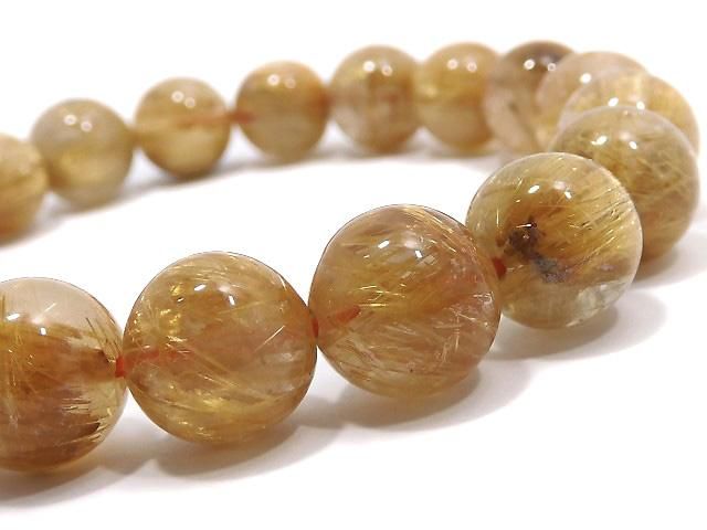 動画】【1点もの】ルチルクォーツAAA- ラウンド11mm 1連(ブレス) NO.13