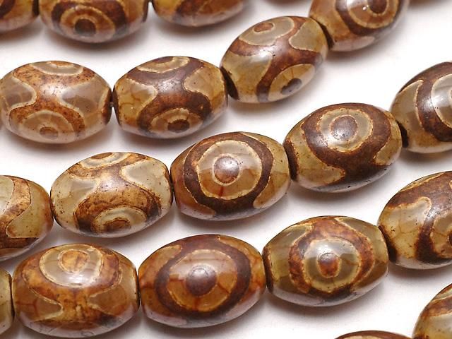 三眼天珠（さんがんてんじゅ） ライス14×10×10mm レッドブラウン 1連