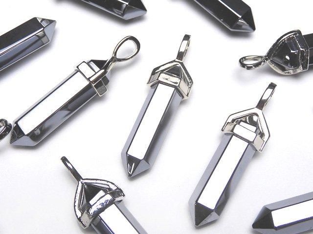 高純度テラヘルツ鉱石 ダブルポイント型ペンダントトップ40×8×8mm 1個