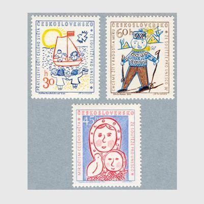 チェコスロバキア 1958年ユネスコ・パリ本部開設3種 - 趣味の切手専門