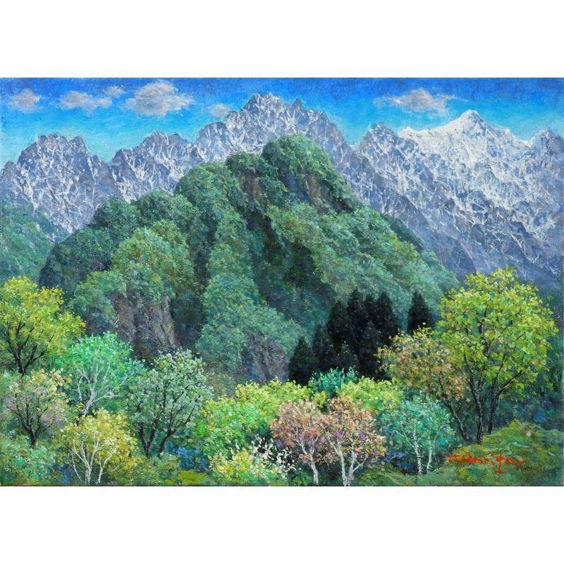 成田禎介 「新緑と白い山」 油彩4号 - 一枚の繪オンラインショップ