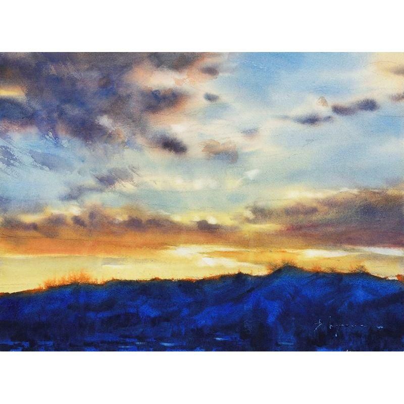 コヤマ大輔 「夕陽」 水彩6号大（29×39cm） - 一枚の繪オンラインショップ