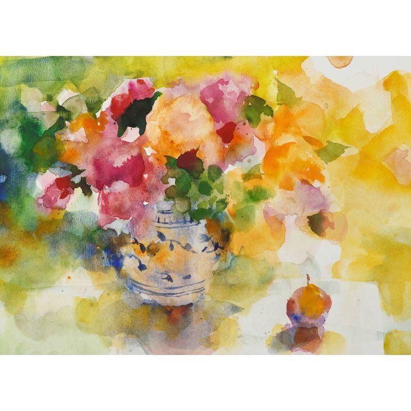 蒲生俊紀 「花のながめ」 水彩4号大（24.1×33.2cm） - 一枚の繪