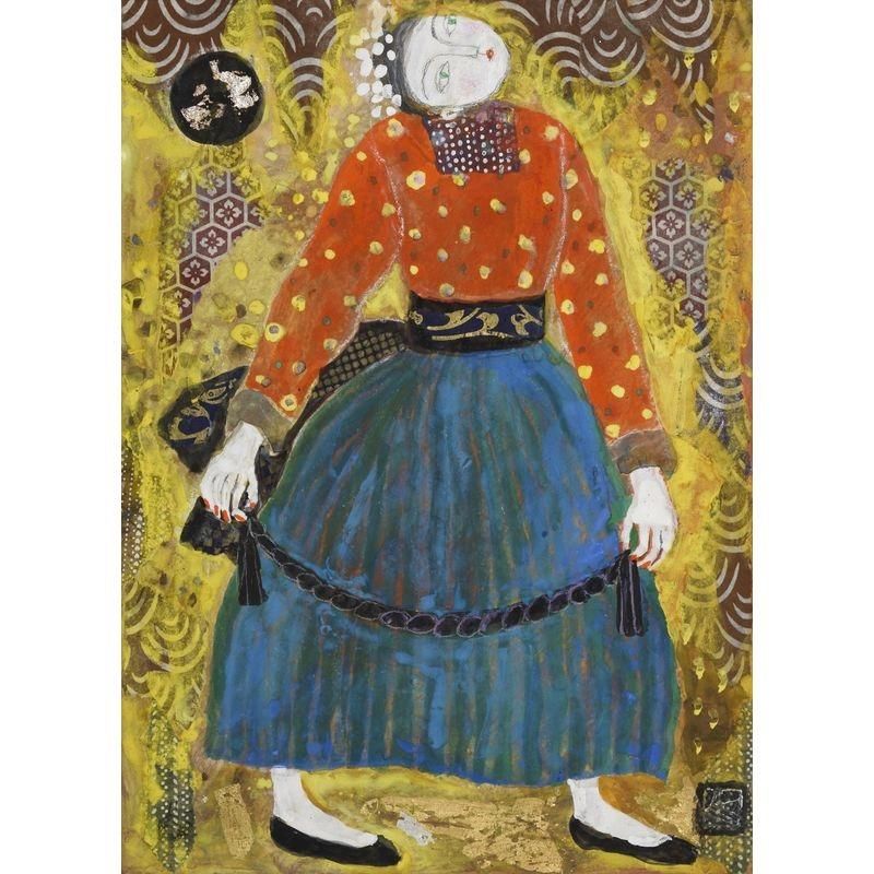 香野ルミ子 「首飾を持つ装」 日本画4号 - 一枚の繪オンラインショップ