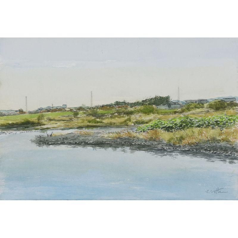 野津手重隆 「川鵜」水彩5号大（26.0×37.8㎝） - 一枚の繪オンライン