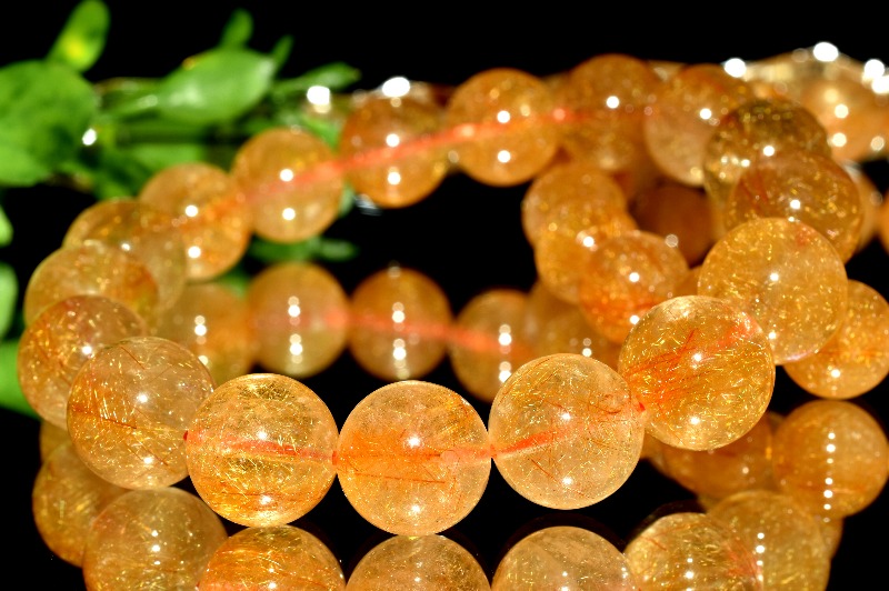 濃密内包 オレンジルチルクォーツ 7.5mm ブレスレット 1個売り _BG5084