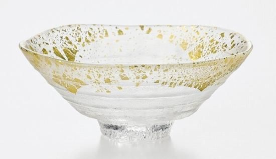 平茶碗 義山（ガラス）、極光（金箔 オーロラ）（冷茶用）、渡部信二作