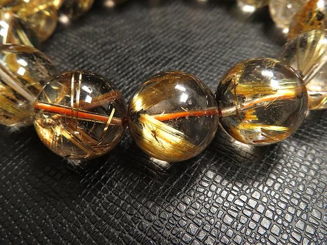 最高級g3000円☆超大粒【太陽タイチンルチル】水晶ブレスレットL