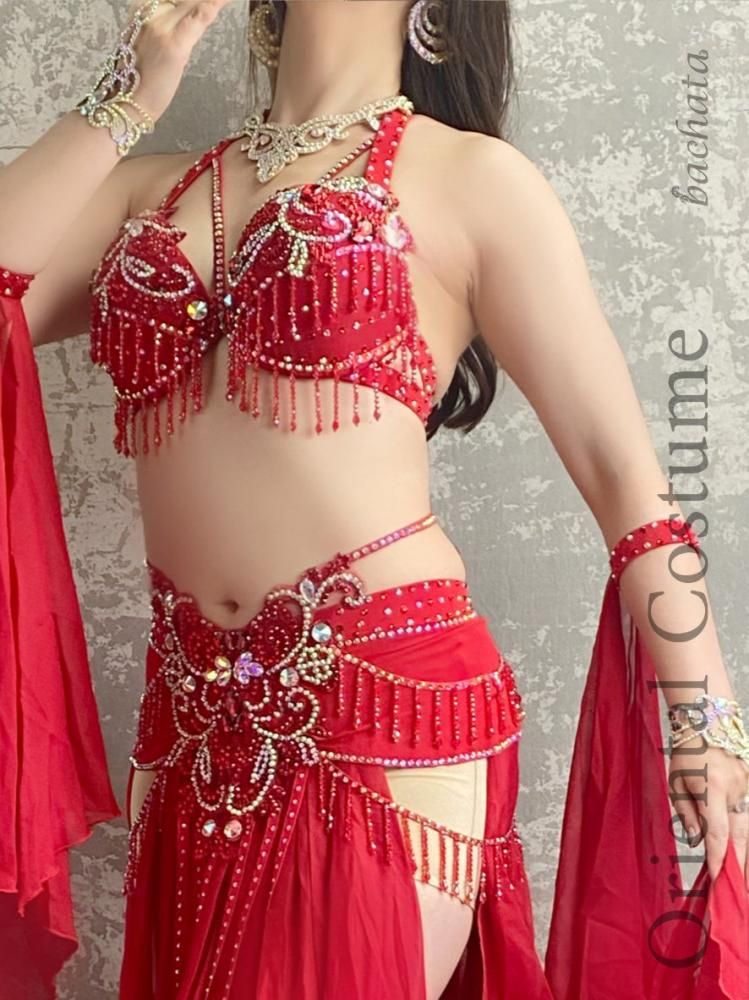 ベリーダンス衣装 レッド フレアー (ML/XL) CT0193