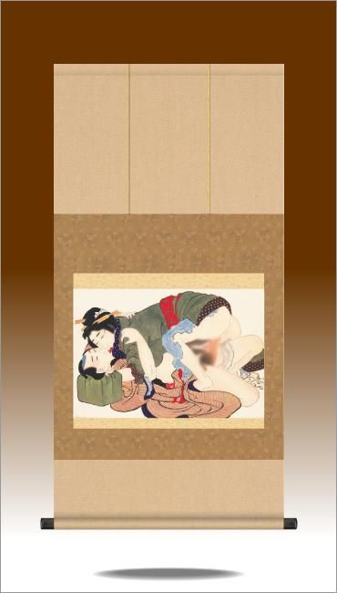 掛け軸-浪千鳥（なみちどり）第六図／葛飾北斎（浮世絵掛軸） - 掛け軸