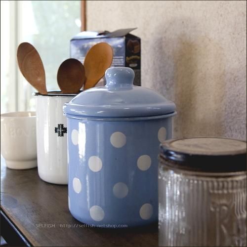 ホーロードット柄キャニスター（水色） - SELFISH +NET SHOP+