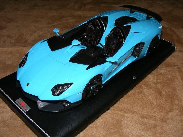 1/18 MR Collection Lamborghini Aventador J Baby Blue Italian Flag