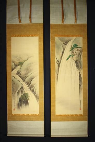 土佐光孚 娚瀧対幅 - 古美術 山本美術