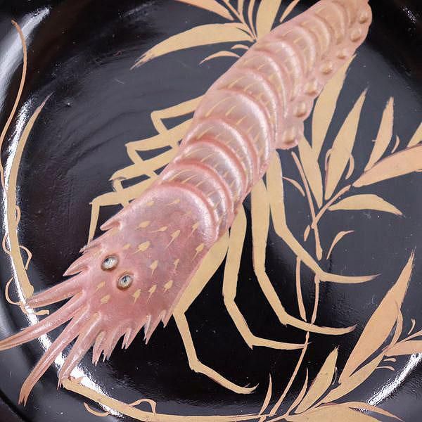 大正時代の魚蒔絵アンティーク漆器小皿