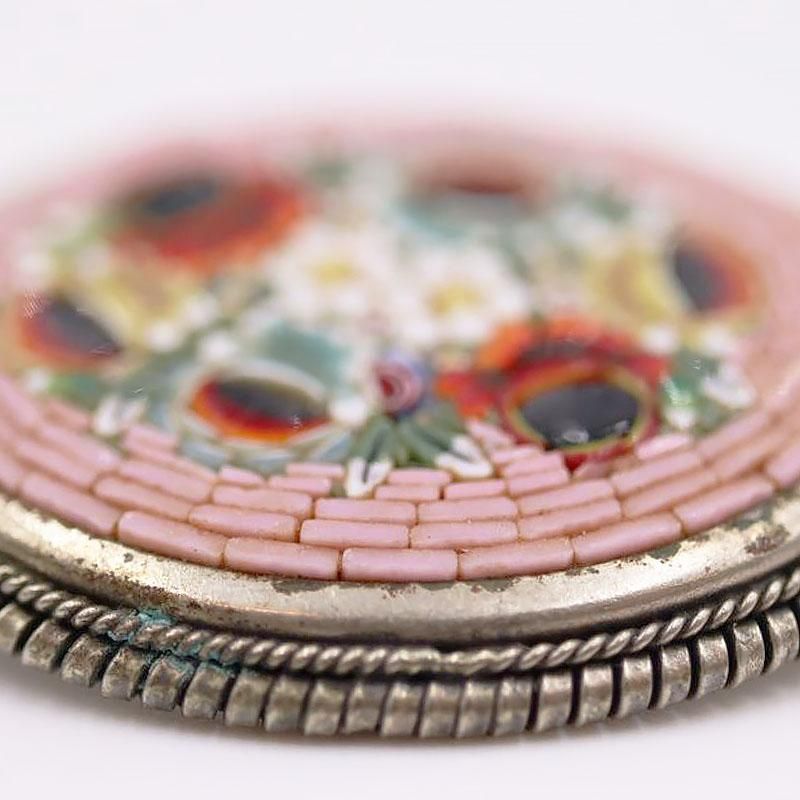 ブローチ イタリア製 マイクロモザイク 1920-40年頃