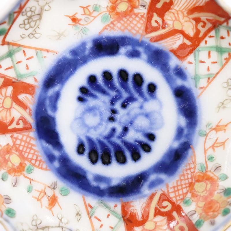 手描き色絵豆皿 手塩皿 伊万里焼アンティーク直径8cm高さ2cm