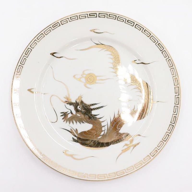 手描き九谷焼 金龍飾りケーキ皿 直径18.5 高さ2