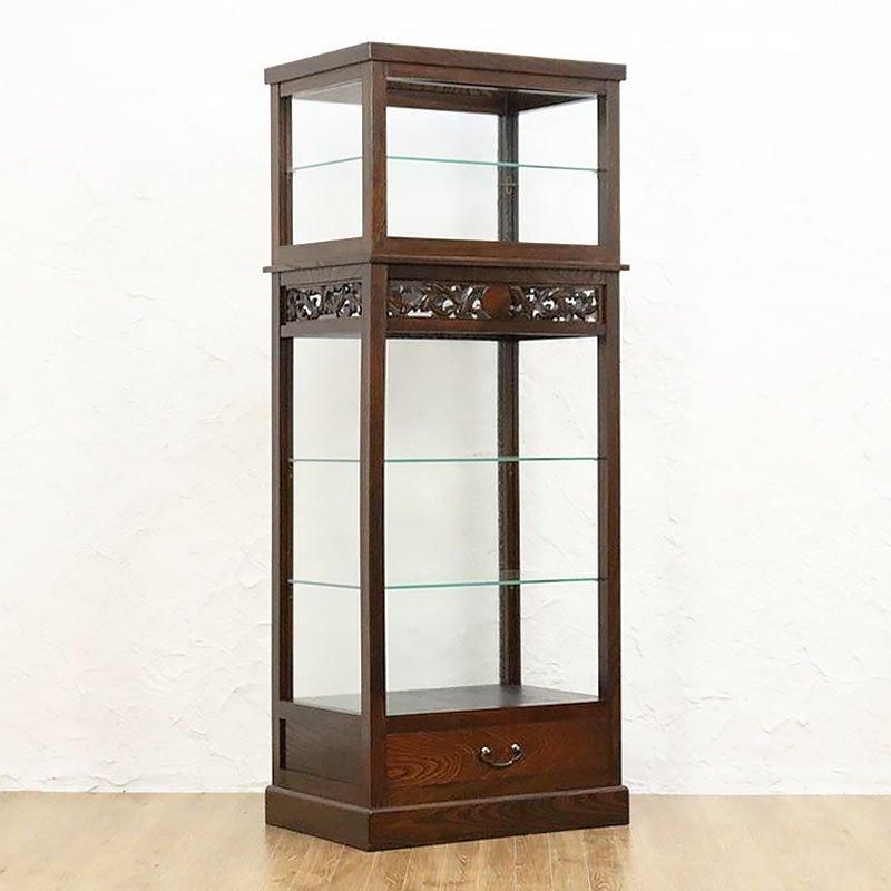 飾り棚 和風ショーケース 大正ロマン 結霜ガラス入り スリム