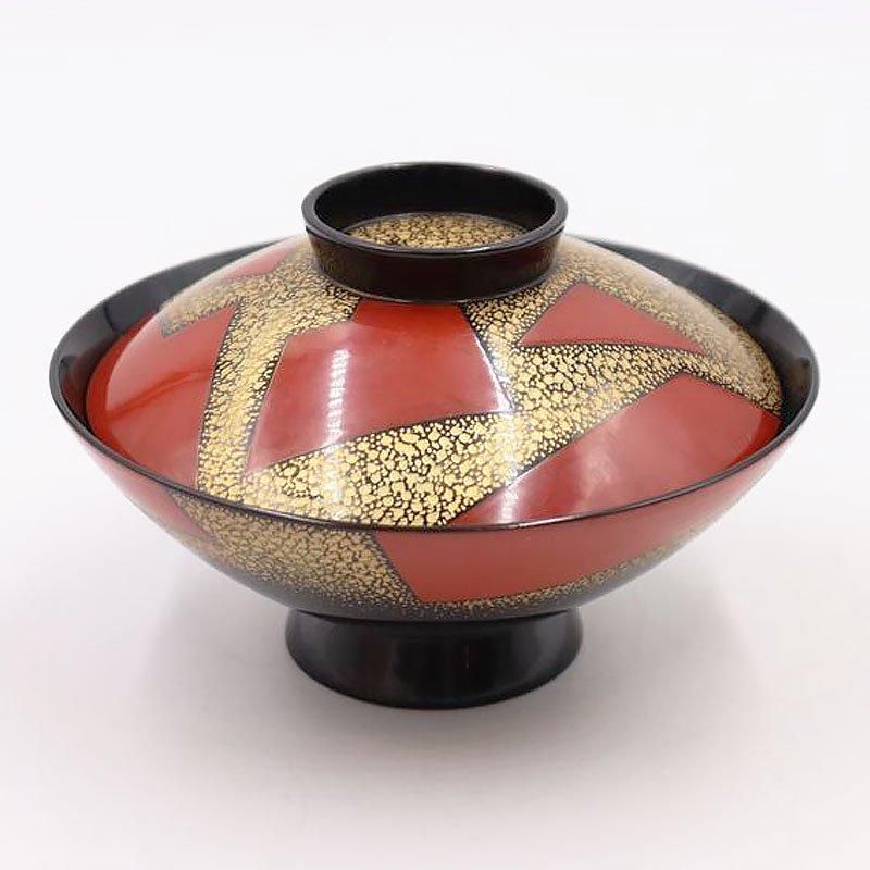 吸物椀 沈金 大正昭和初期 幾何学模様 直径13.5cm